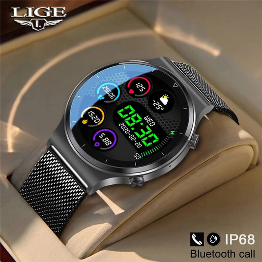 LIGE New Smart watch Men Heart rate Blood pressure Full touch screen sports Fitness watch Bluetooth for Android iOS smart watch