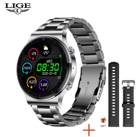 LIGE New Smart watch Men Heart rate Blood pressure Full touch screen sports Fitness watch Bluetooth for Android iOS smart watch