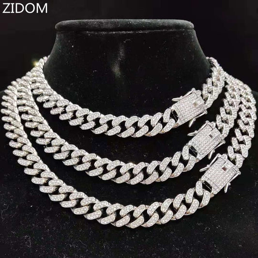 Men Women Hip hop Iced Out Bling Chain Necklace High quality 13mm width Miami Cuban Chain HipHop Necklaces Fashion Jewelry