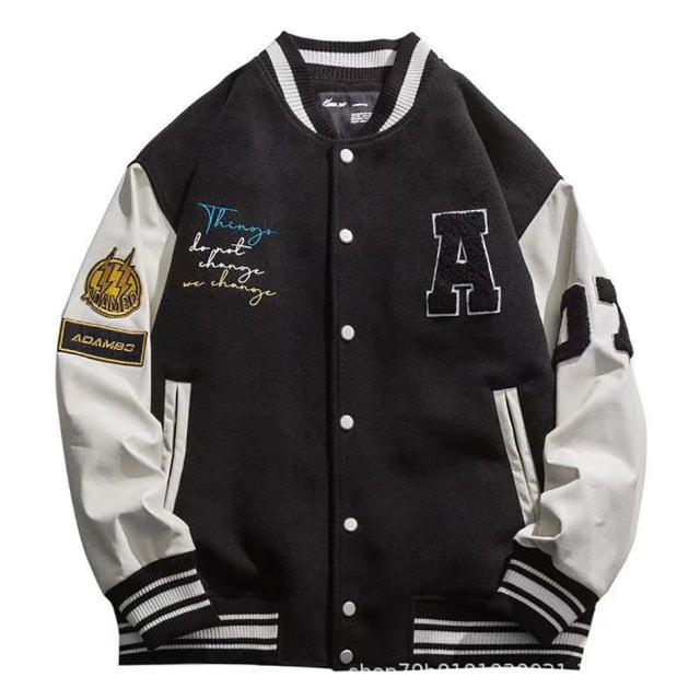 2021 American Fashion Baseball Jacket Cute Bear Patch Text Printing Brand Mens Clothing Autumn Winter Varsity Bomber Coat