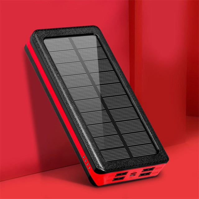 80000mAh Solar Power Bank Phone Portable Fast Charger with LED Light 4 USB Ports External Battery for Xiaomi Iphone Samsung