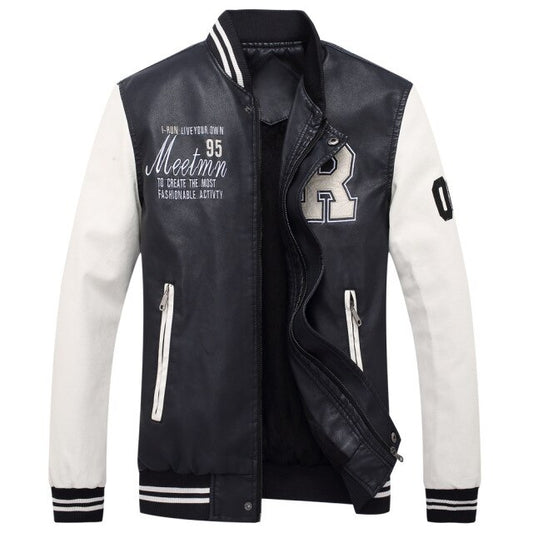 2021 European and American new locomotive leather clothes men&#39;s leather jacket fashion Embroidered Baseball clothes