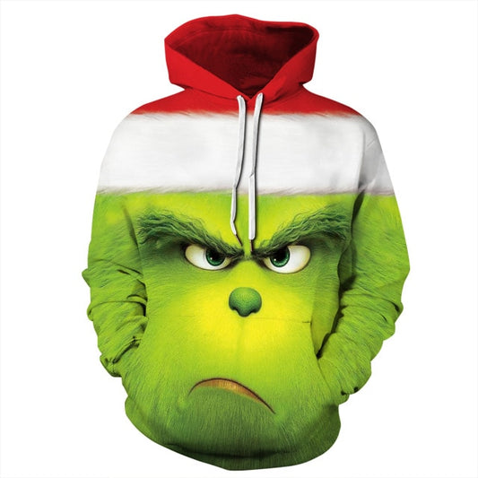 3d Anime Hoodie Green Grinch Men&#39;s Pullover Jacket Winter Casual Fashion Sweatshirt Cartoon Oversized Hoodie Street Men Clothing