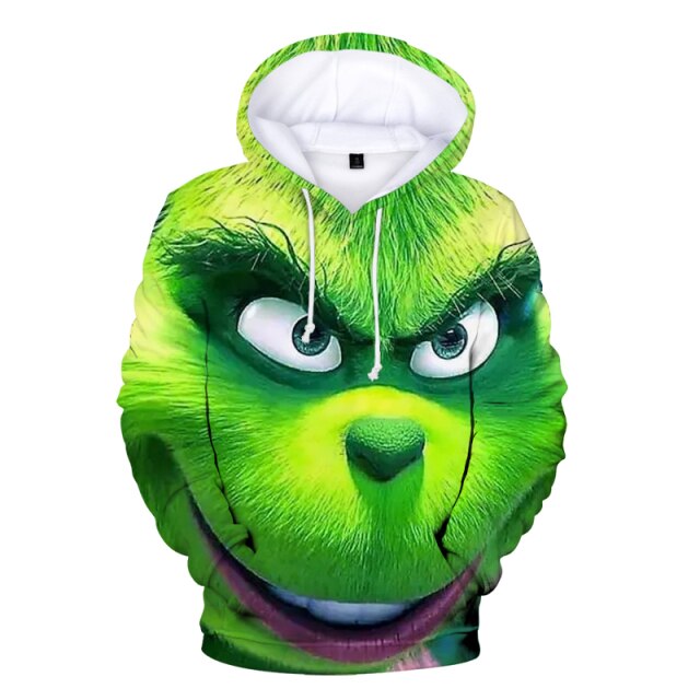 3d Anime Hoodie Green Grinch Men&#39;s Pullover Jacket Winter Casual Fashion Sweatshirt Cartoon Oversized Hoodie Street Men Clothing