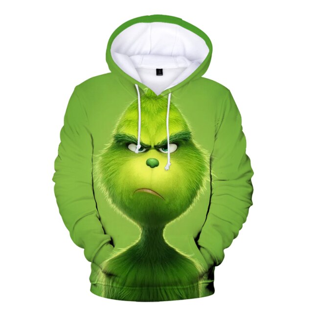 3d Anime Hoodie Green Grinch Men&#39;s Pullover Jacket Winter Casual Fashion Sweatshirt Cartoon Oversized Hoodie Street Men Clothing