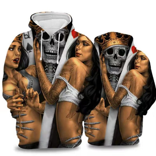 Death Skull Lustiger Herren Hoodie 3dfull Print Herbst Pullover Harajuku Street Sports Freizeitkleidung Outdoor Übergroßerhoodie